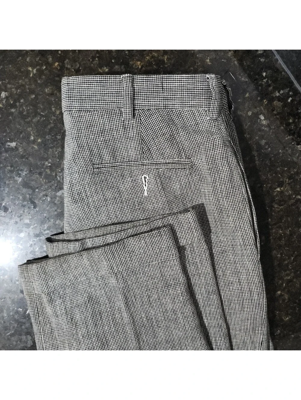 Vintage Polo Ralph Lauren Houndstooth Linen Dress Pants Trousers Pleated Cuffed